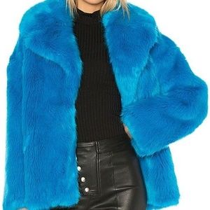 Diane Von Furstenburg Vintage Blue Faux Fur Coat